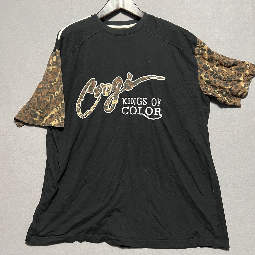 Coogi Kings of Color T-Shirt Mens 5XL Black Leopard Print Graphic Tee Raglan